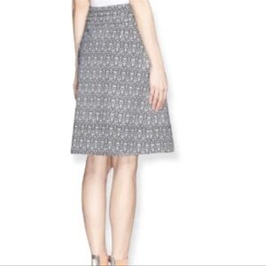 Tory Burch NWT Mila Pleated Skirt Navy Blue Damask Print Size 8